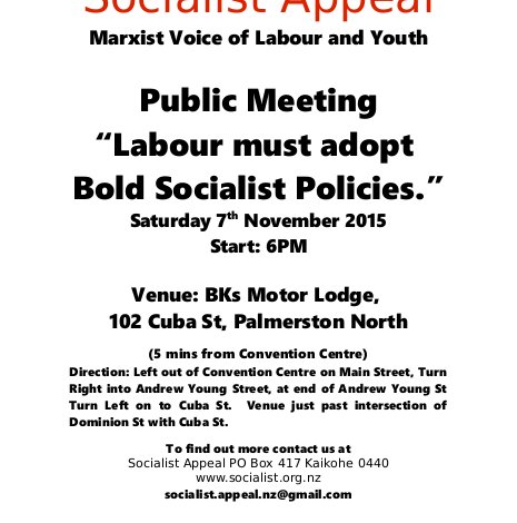  Public Meeting – “Labour must adopt Bold Socialist Policies”